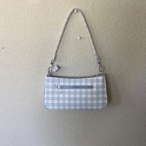 Baby blue and white plad hand bag!